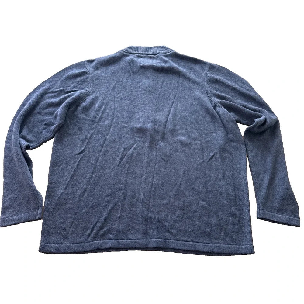 ECOTHS Organic Cotton Sweater Mans 2XL Long Sleeve Navy Blue 1/4 Zip Pullover